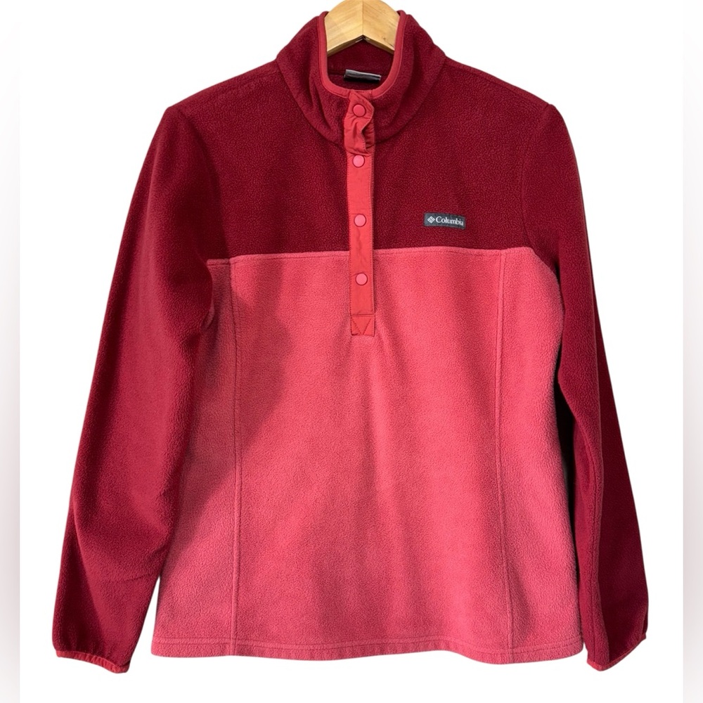 COLUMBIA Benton Springs FLEECE Half Snap PULLOVER Sweater Red | Women’s L